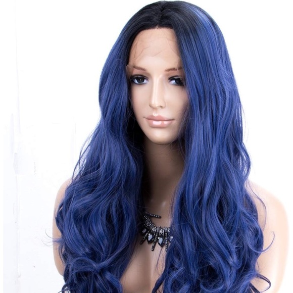 KENSINGTON 24”  BLUE-ISH MIDDLE PART LACEFRONT WIG main image 5